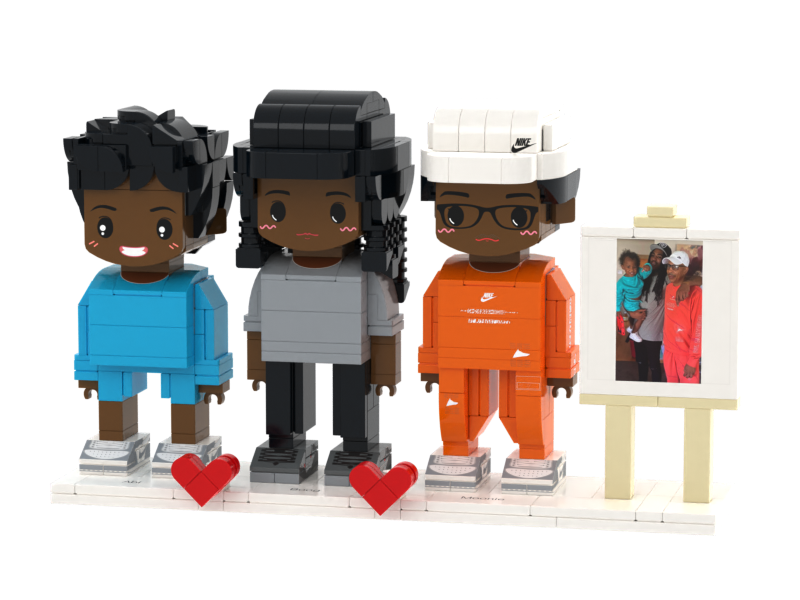 Triple Building Block Minifigures-Personalized Mini Portrait Building Block Sets, Customizable Full Body Photo Blocks, Unique Gifts for Couples, Men & Women, Birthday, Valentine's Day, Christmas