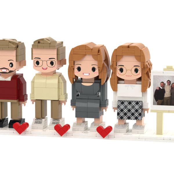 Quad Building Block Minifigures-Personalized Mini Portrait Building Block Sets, Customizable Full Body Photo Blocks, Unique Gifts for Couples, Men & Women, Birthday, Valentine's Day, Christmas