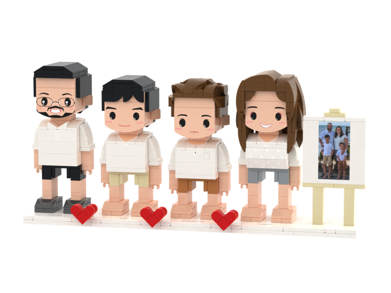 Quad Building Block Minifigures-Personalized Mini Portrait Building Block Sets, Customizable Full Body Photo Blocks, Unique Gifts for Couples, Men & Women, Birthday, Valentine's Day, Christmas