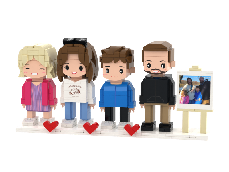 Quad Building Block Minifigures-Personalized Mini Portrait Building Block Sets, Customizable Full Body Photo Blocks, Unique Gifts for Couples, Men & Women, Birthday, Valentine's Day, Christmas