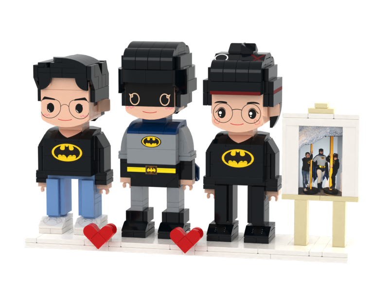 Triple Building Block Minifigures-Personalized Mini Portrait Building Block Sets, Customizable Full Body Photo Blocks, Unique Gifts for Couples, Men & Women, Birthday, Valentine's Day, Christmas