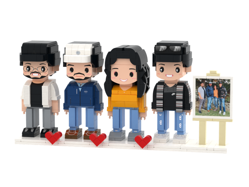 Quad Building Block Minifigures-Personalized Mini Portrait Building Block Sets, Customizable Full Body Photo Blocks, Unique Gifts for Couples, Men & Women, Birthday, Valentine's Day, Christmas