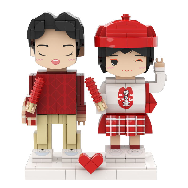 Couple Custom Building Block Minifigures-Personalized Mini Portrait Building Block Sets, Customizable Full Body Photo Blocks, Unique Gifts for Couples, Men & Women, Birthday, Valentine's Day, Christmas