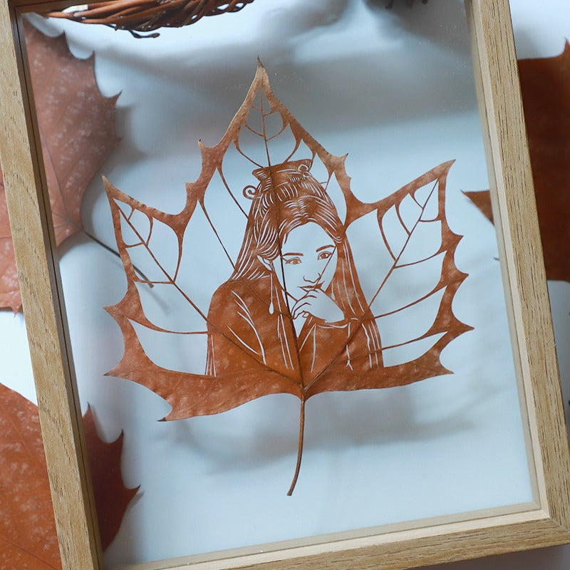 Customized Leaf Carving Photos Art, Personalized gift, Personalized Leaf Photos, Picture Frame Leaf Art, Wood Photo Frame, Anniversary Gift